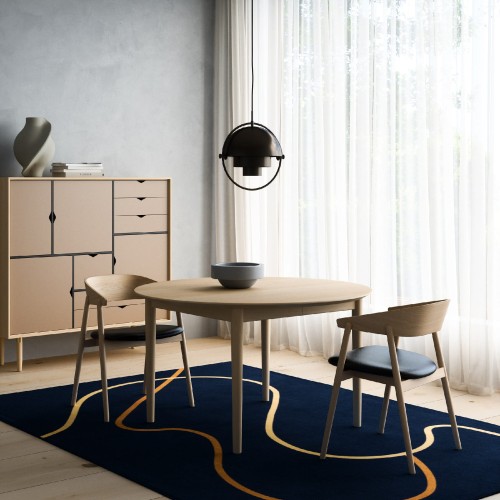 Stół z litego drewna dębowego rozkładany Classic Ø110, bielony - Andersen Furniture