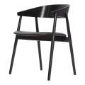 Krzesło drewniane tapicerowane AC2, dąb czarny, skóra czarna - Andersen Furniture