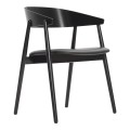 Krzesło drewniane tapicerowane AC2, dąb czarny, skóra czarna - Andersen Furniture
