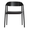 Krzesło drewniane tapicerowane AC2, dąb czarny, skóra czarna - Andersen Furniture