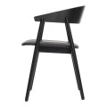 Krzesło drewniane tapicerowane AC2, dąb czarny, skóra czarna - Andersen Furniture