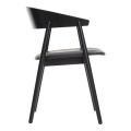 Krzesło drewniane tapicerowane AC2, dąb czarny, skóra czarna - Andersen Furniture