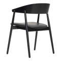 Krzesło drewniane tapicerowane AC2, dąb czarny, skóra czarna - Andersen Furniture
