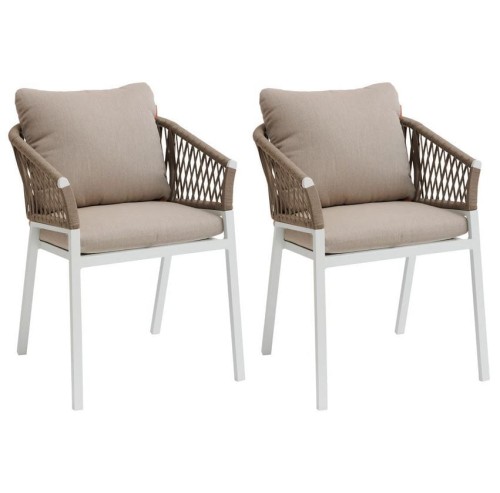 Krzesła na balkon Oriengo Taupe White, 2 szt - Hesperide