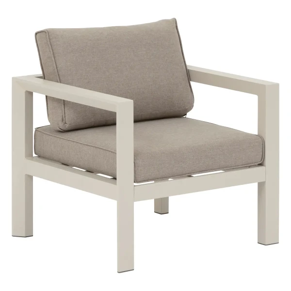 Fotel ogrodowy wypoczynkowy aluminiowy z poduszkami Olefin Evasion, Clay - Hesperide