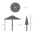 Parasol ogrodowy, Sisko 2.7m, okrągły odchylany, taupe - Hesperide