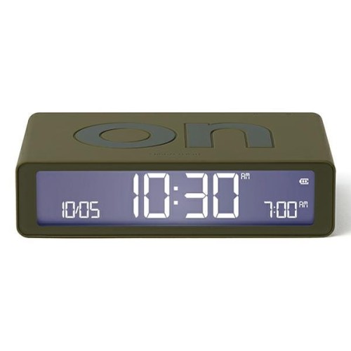 Budzik elektroniczny, dwustronny Flip Classic, khaki - Lexon