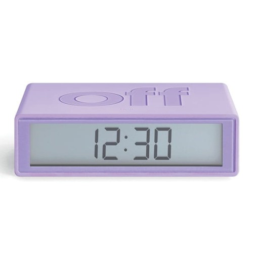 Budzik na baterie, podróżny Flip+ Travel, fioletowy - Lexon