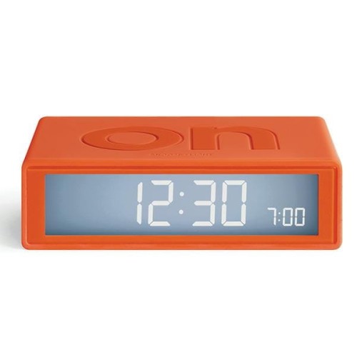 Budzik na baterie, podróżny Flip+ Travel, pomarańczowy - Lexon