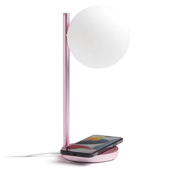 Lampka z ładowarką indukcyjną Bubble, różowa - Lexon