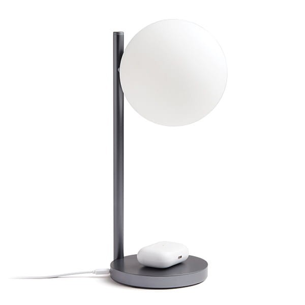 Lampka z ładowarką indukcyjną Bubble, szara - Lexon