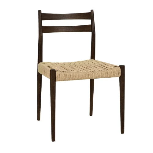 Krzesło z plecionym siedziskiem, drewniane Minou, brązowe - Pomax