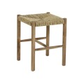 Drewniany stołek z plecionym siedziskiem rattanowym Mesimeri - Pomax