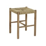 Drewniany stołek z plecionym siedziskiem rattanowym Mesimeri - Pomax