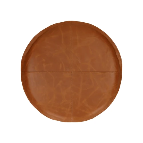 Skórzana poduszka na krzesło okrągła Rambo, cognac - Pomax