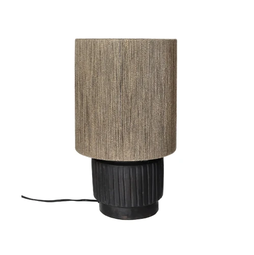Dekoracyjna lampa stołowa z jutowym kloszem Cordoba 42, czarna - Pomax