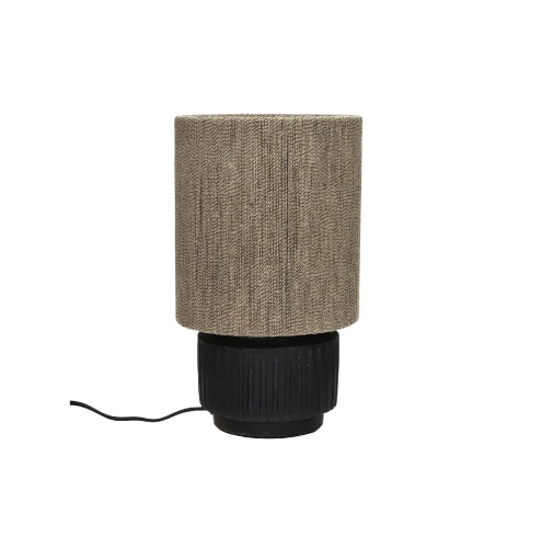 Dekoracyjna lampa stołowa z jutowym kloszem Cordoba 30, czarna - Pomax