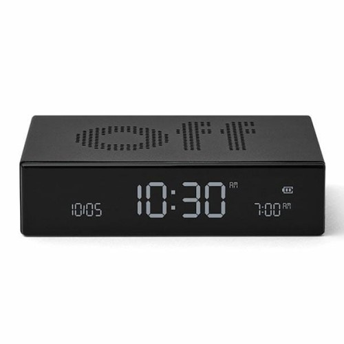 Budzik zegar elektroniczny Flip Premium, czarny - Lexon