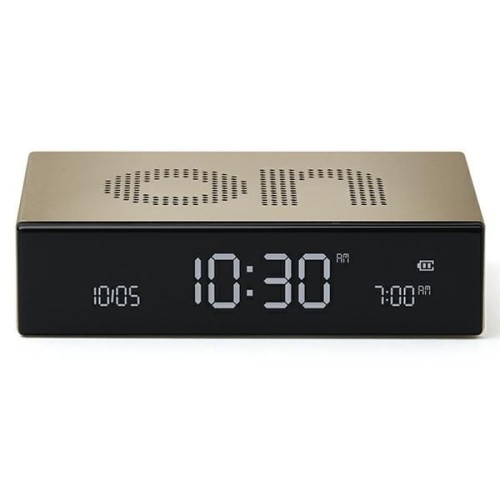 Budzik zegar elektroniczny Flip Premium, złoty Gold - Lexon
