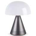 Lampa z głośnikiem bluetooth Mina Audio Led, bezprzewodowa, szara - Lexon