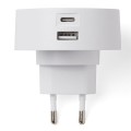 Ładowarka sieciowa USB C, USB A, Poweron 30W, biała - Lexon