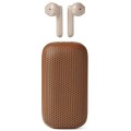Słuchawki bezprzewodowe, z głośnikiem bluetooth Speakerbuds, brązowe - Lexon