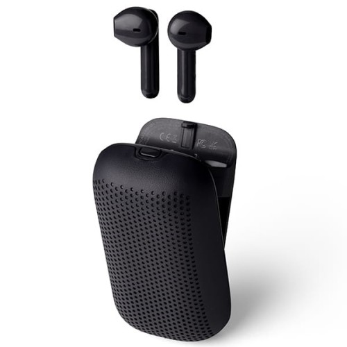 Słuchawki bezprzewodowe, z głośnikiem bluetooth Speakerbuds, czarne - Lexon
