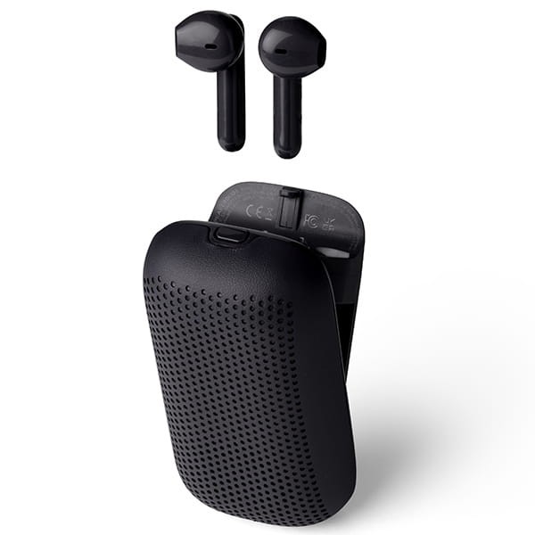 Słuchawki bezprzewodowe, z głośnikiem bluetooth Speakerbuds, czarne - Lexon
