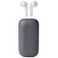 Słuchawki bezprzewodowe, z głośnikiem bluetooth Speakerbuds, szare - Lexon
