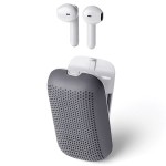 Słuchawki bezprzewodowe, z głośnikiem bluetooth Speakerbuds, szare - Lexon
