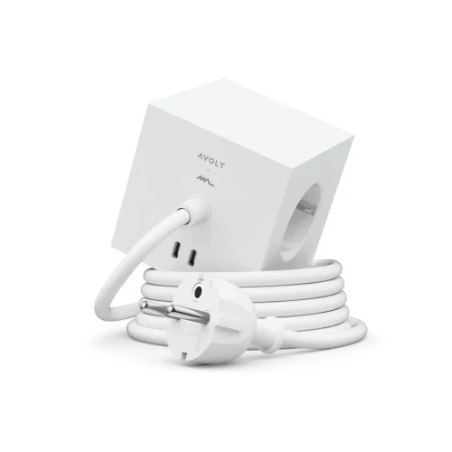Square 1, listwa zasilająca kostka z usb, Opal White Limited - Avolt