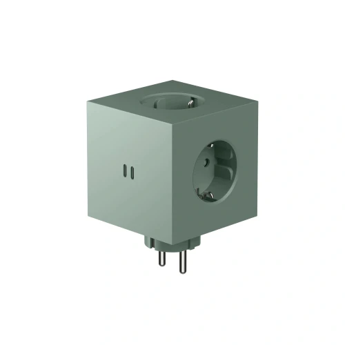 Rozgałęziacz z USB, Square 2, Oak Green zielony - Avolt