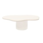 Stolik kawowy nieregularny kształt, lity dąb i stal, ecru - NG Design