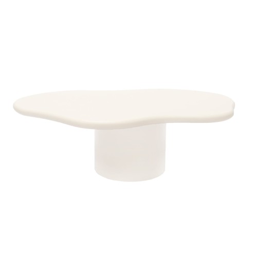 Stolik kawowy nieregularny kształt, MDF i stal, ecru - NG Design