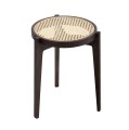 Stolik pomocniczy drewniany jesionowy z francuskim rattanem Le Roi, Dark Smoked - NORR11