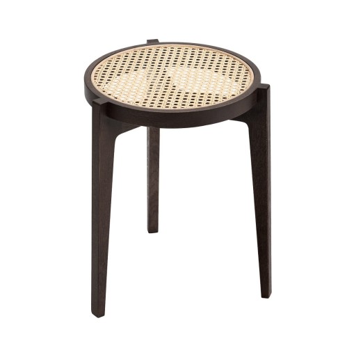 Stolik pomocniczy drewniany jesionowy z francuskim rattanem Le Roi, Dark Smoked - NORR11