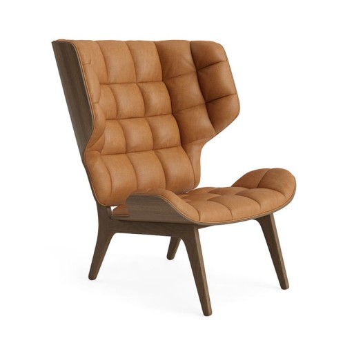 Fotel tapicerowany Mammoth, dąb Light Smoked skóra Cognac - NORR11