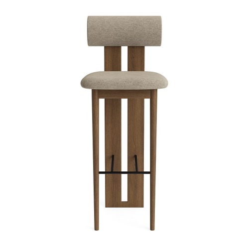 Hoker tapicerowany z oparciem Hippo 75, Light Smoked Barnum Bouclé 03 - NORR11