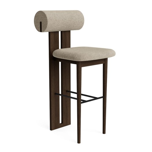 Hoker tapicerowany z oparciem Hippo 65, Dark Smoked Barnum Bouclé 03 - NORR11