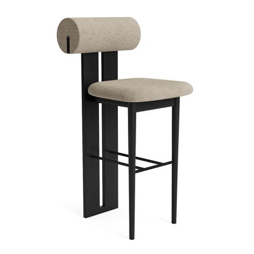 Hoker tapicerowany z oparciem Hippo 65, Black Barnum Bouclé 03 - NORR11