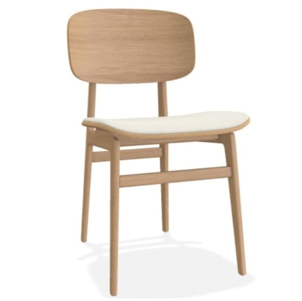 Krzesło drewniane z tapicerowanym siedziskiem, NY11 boucle Grain 60300, dąb  różne kolory - NORR11