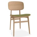 Krzesło drewniane z tapicerowanym siedziskiem, NY11 boucle Grain 68243, dąb różne kolory - NORR11