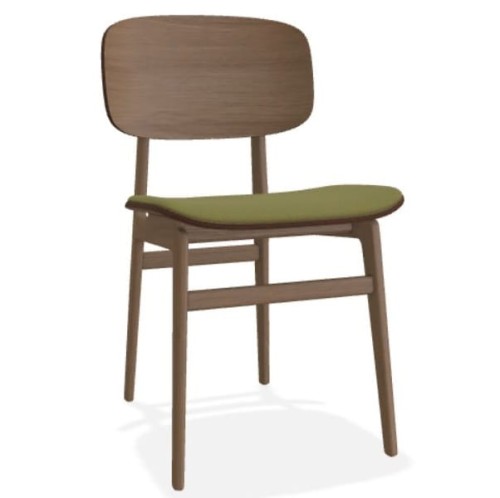Krzesło drewniane z tapicerowanym siedziskiem, NY11 boucle Grain 68243, dąb różne kolory - NORR11
