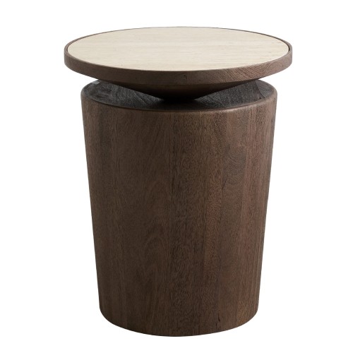 Stolik kawowy drewniany z trawertynowym blatem Kwando - Nordal