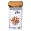 Szklany pojemnik kuchenny z pokrywą z drewna Hermet 1.3L - 5five