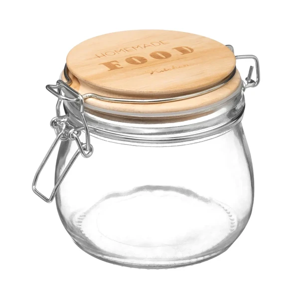 Szklany słoik z pokrywką sosnową Wording 0.5L - 5five