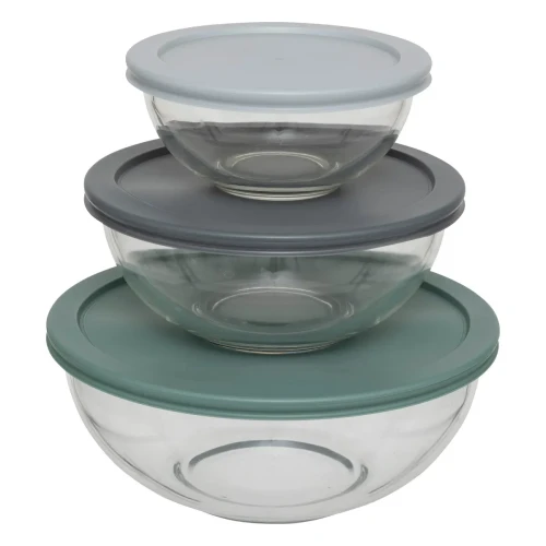 Miski szklane z pokrywkami, 3 szt - 5five