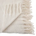 Miękki koc z frędzlami o teksturowym splocie Kodi, biały - Atmosphera