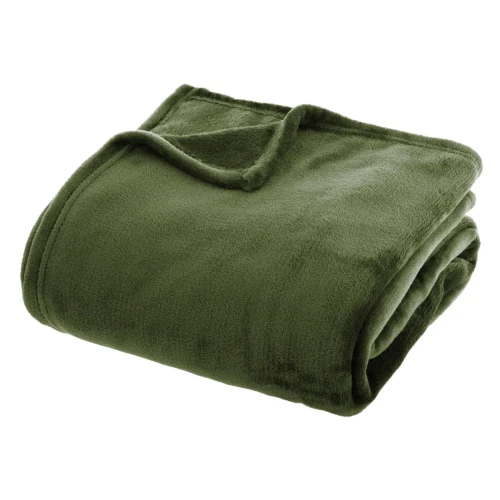 Koc flanelowy 130x180, khaki - Atmosphera