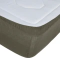Prześcieradło z gumką 160x200, z lnu Linah, khaki zielone - Atmosphera
